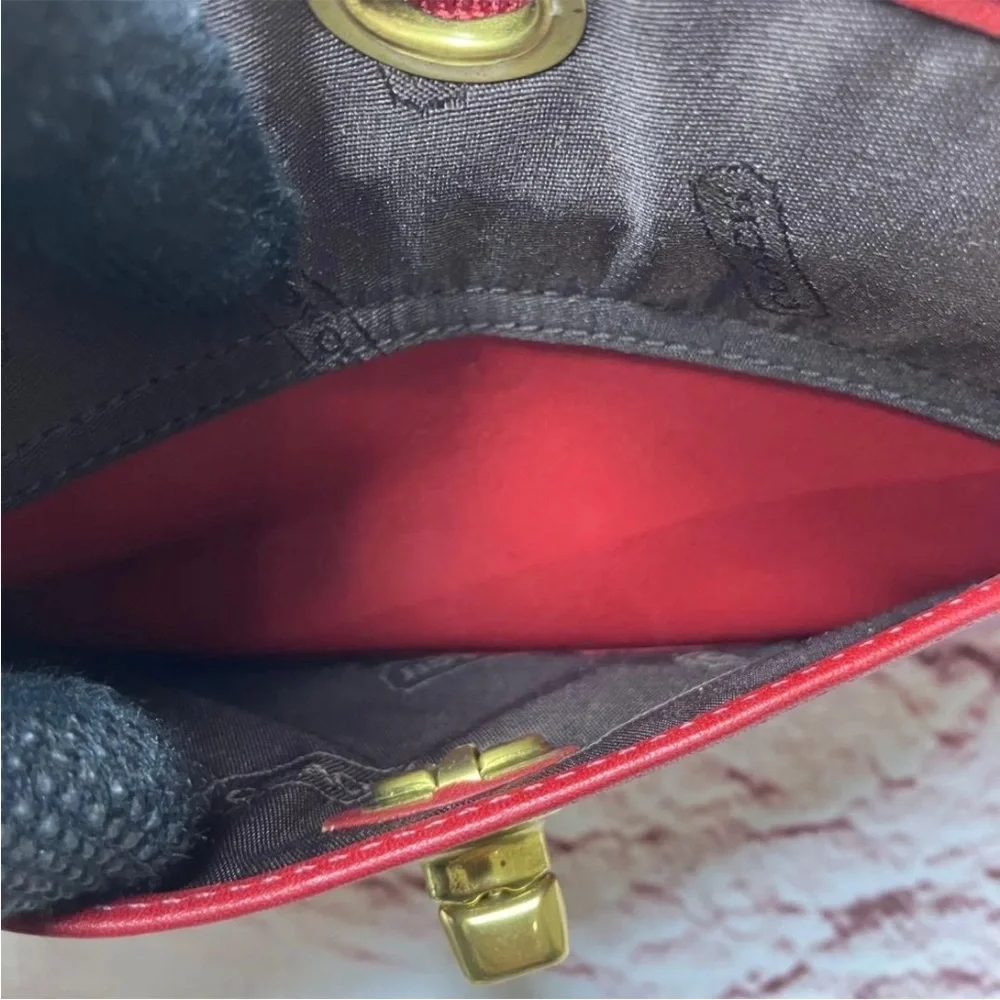Coach Red Leather Wristlet with Gold Accents - Picture 15 of 16